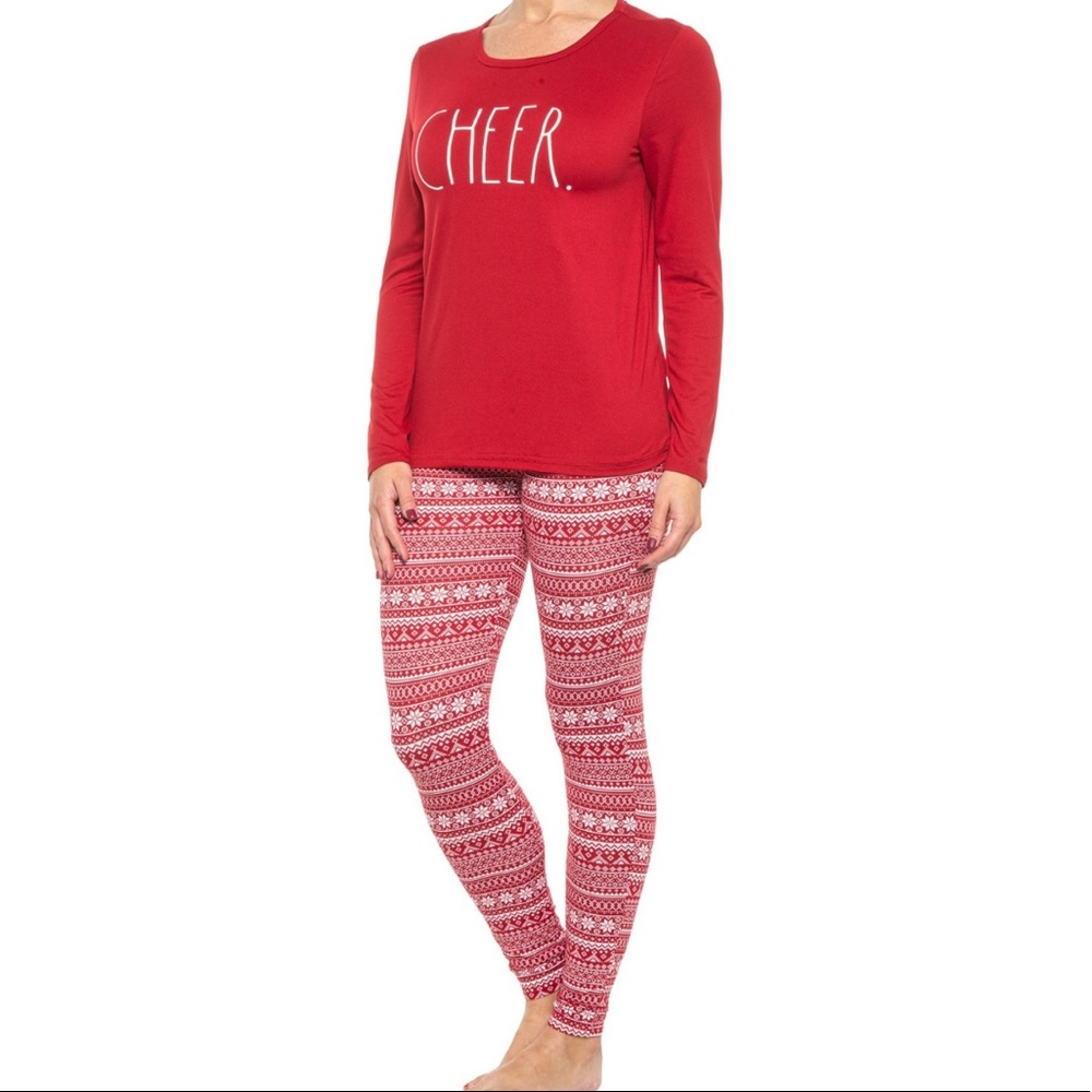 Rae Dunn Christmas Holiday "Cheer" Pajamas Medium NEW